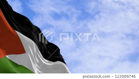 Palestine national flag waving on a clear day Palestine national flag waving on a clear day 122009746