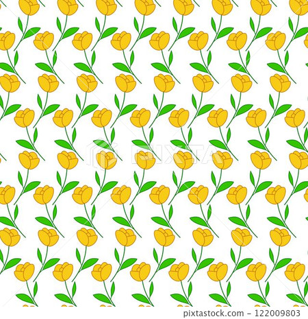 Vector illustration of yellow flowers roses seamless pattern. graphic line illustration on transparent background 122009803