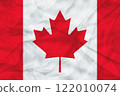 Canada flag is waving. Glossy Canadian flag, white and red. 122010074