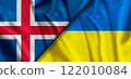 Ukraine And Islands Flags National with ripples. Landscape design. 3d illustration. 122010084