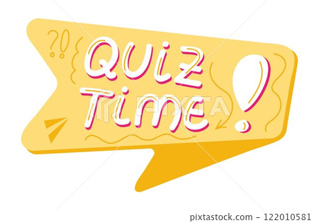 Quiz time label featuring a question mark, Quiz time label featuring a question mark, 122010581