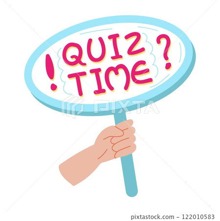 Quiz time label featuring a question mark, Quiz time label featuring a question mark, 122010583