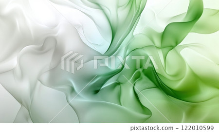 flowing abstract design featuring green and white hues with a fabric-like texture 122010599