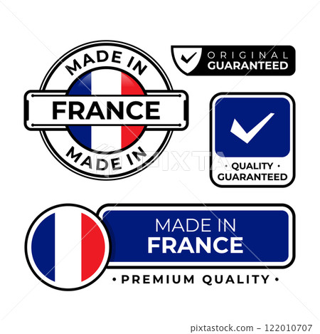 Badge bundle made in France label icon emblem isolated on white background Badge bundle made in France label icon emblem isolated on white background 122010707