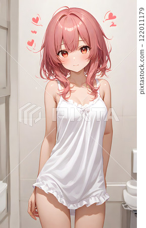 Sexy female model in white pajamas 122011179