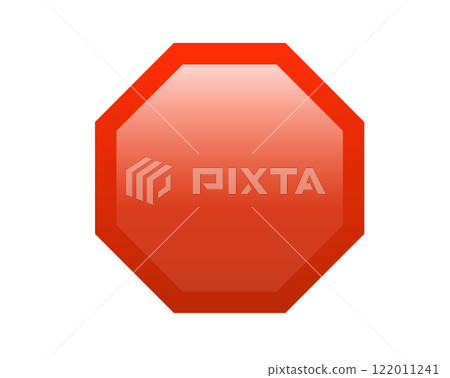 Gradient red octagonal road stop warning sign icon 122011241