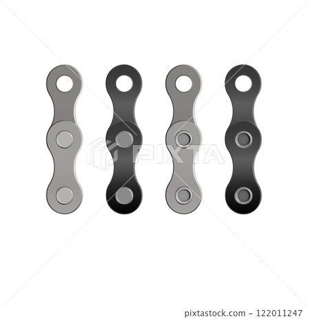 Realistic bicycle chain links. silhouette for bike chain. Cycling line pattern. Motorcycle chain symbol. Chain machine sign. Vector 122011247