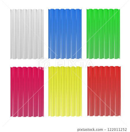 Galvanized iron for fences, walls, roofs. House remodel corrugated metal roof siding, profiled sheeting. Vector Galvanized iron for fences, walls, roofs. House remodel corrugated metal roof siding, profiled sheeting. Vector 122011252
