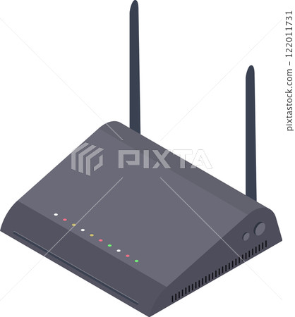 Wireless router featuring dual antennas delivering high speed internet access, enabling seamless connectivity for multiple devices in both home and office environments 122011731