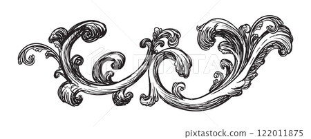 Vintage hand drawing baroque element vector Vintage hand drawing baroque element vector 122011875