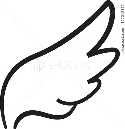 Stylized bird wing spreading its feathers, symbolizing freedom, hope, and spiritual growth, drawn with a single continuous line on a white background Stylized bird wing spreading its feathers, symbolizing freedom, hope, and spiritual growth, drawn with a single continuous line on a white background 122012113