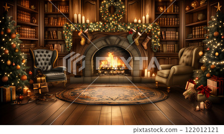A Christmasdecorated living room with a fireplace and tree 122012121