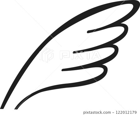 Minimalist vector illustration featuring a wing rising gracefully, embodying themes of freedom, hope, and spiritual growth, perfect for a variety of design projects and creative concepts Minimalist vector illustration featuring a wing rising gracefully, embodying themes of freedom, hope, and spiritual growth, perfect for a variety of design projects and creative concepts 122012179