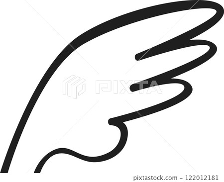 Stylized bird wing rising up, drawn with soft, rounded curves, creating a sense of lightness and freedom, suitable for various design projects related to nature, flight, or spirituality Stylized bird wing rising up, drawn with soft, rounded curves, creating a sense of lightness and freedom, suitable for various design projects related to nature, flight, or spirituality 122012181