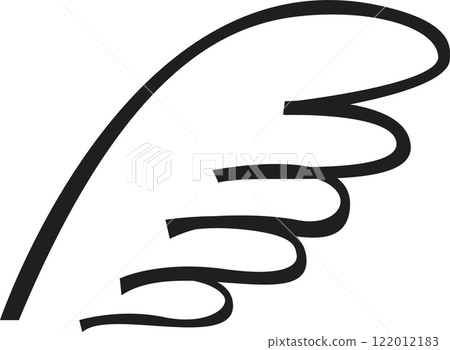 Minimalist illustration featuring a wing in flight, symbolizing freedom, travel, and spirituality. Perfect for elegant designs seeking a simple and refined aesthetic Minimalist illustration featuring a wing in flight, symbolizing freedom, travel, and spirituality. Perfect for elegant designs seeking a simple and refined aesthetic 122012183