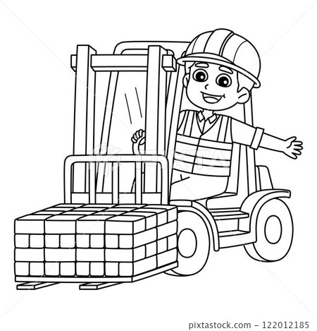 Construction Worker with the Forklift Isolated Construction Worker with the Forklift Isolated 122012185