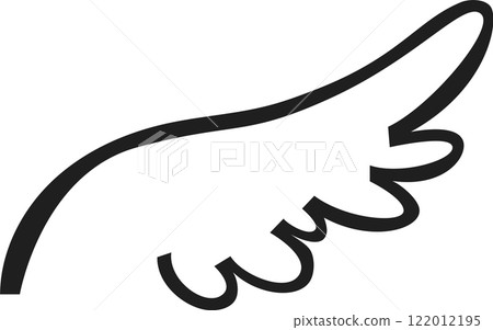 Minimalist illustration of a single wing flying, depicted with simple black lines on a white background, symbolizing freedom, flight, and spirituality Minimalist illustration of a single wing flying, depicted with simple black lines on a white background, symbolizing freedom, flight, and spirituality 122012195