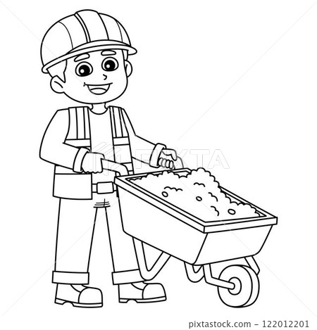 Construction worker with a Wheelborrow Isolated  122012201