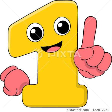 Cartoon Number One Character with Happy Expression for Promotional Label Cartoon Number One Character with Happy Expression for Promotional Label 122012230