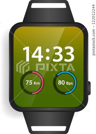 Modern Smartwatch Interface Design Displaying Time and Health Metrics 122012244
