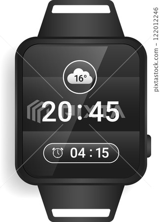 Modern Smartwatch UI Design with Weather and Time Display Modern Smartwatch UI Design with Weather and Time Display 122012246