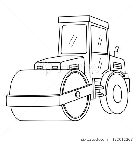 Construction Road Roller Isolated Coloring Page  122012268
