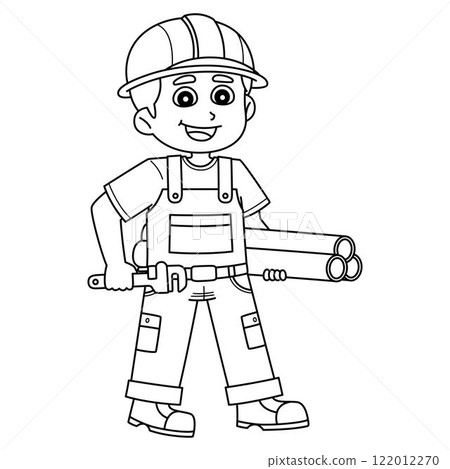 Construction Worker Plumber Isolated Coloring  122012270