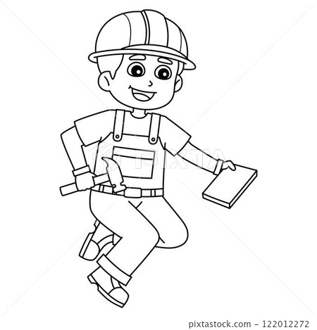 Construction Roof Worker Isolated Coloring Page 122012272