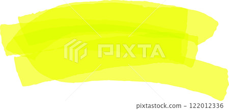 Bright yellow highlighter brush stroke creating a vibrant, textured background, adding a lively pop of color to designs. Perfect for modern, artistic projects and cheerful themes 122012336