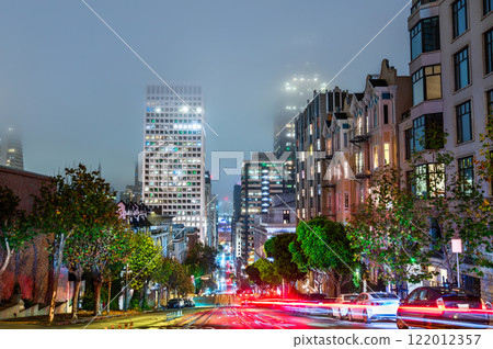 Breathtaking Night View Down California Street from Powell Street in San Francisco, United States 122012357