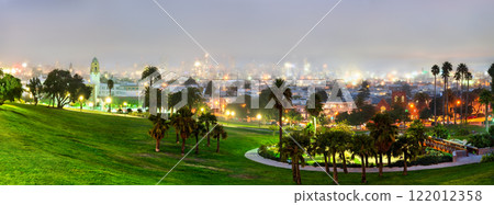 San Francisco Cityscape from Mission Dolores Park at sunset. California, United States 122012358