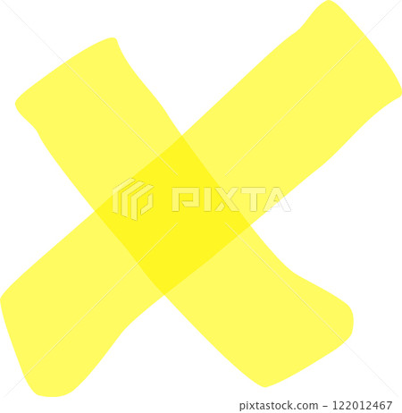 Bright yellow cross representing concepts such as cancel culture, rejection, disapproval, or disagreement, created with a bold, hand drawn aesthetic Bright yellow cross representing concepts such as cancel culture, rejection, disapproval, or disagreement, created with a bold, hand drawn aesthetic 122012467