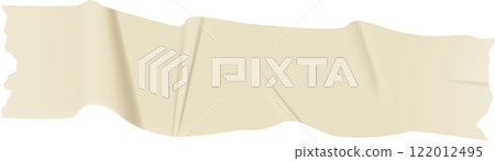 Realistic illustration of a wrinkled piece of beige adhesive tape. Creating a textured and weathered appearance. Isolated on a clean white background. Suitable for various design or artistic projects Realistic illustration of a wrinkled piece of beige adhesive tape. Creating a textured and weathered appearance. Isolated on a clean white background. Suitable for various design or artistic projects 122012495