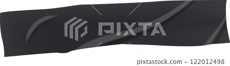 Crumpled and creased black adhesive tape isolated against a white background, offering a textured and abstract visual element that enhances design compositions and creative projects 122012498