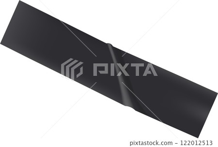 Black insulating tape with a curled end resting on a white background creates a striking visual effect, highlighting its practical design and versatility for various applications 122012513