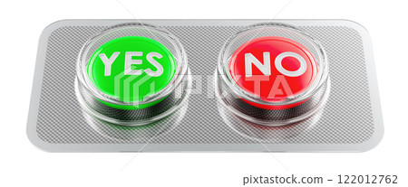 Yes and No tablets in blister packs, 3D rendering 122012762