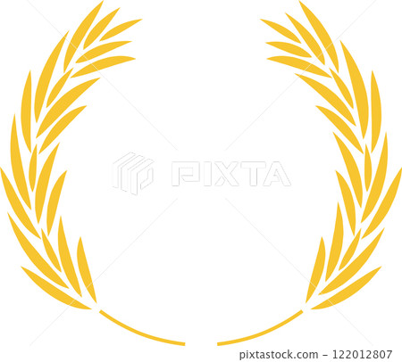 Circular golden laurel wreath, a symbol of victory, achievement, and honor, perfect for awards, logos, and emblems representing success and accomplishment 122012807