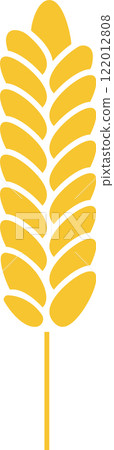 Minimalist vector illustration of single wheat ear growing on white background, representing agriculture, farming, harvest, and healthy food 122012808
