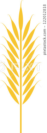 Yellow vector illustration featuring an ear of wheat, isolated against a white background, symbolizing agriculture, farming, healthy food, and various cereals Yellow vector illustration featuring an ear of wheat, isolated against a white background, symbolizing agriculture, farming, healthy food, and various cereals 122012818