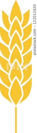 Stylized drawing featuring a golden wheat ear, symbolizing agriculture and healthy food, emphasizing bread making and farming practices, set against a clean white background Stylized drawing featuring a golden wheat ear, symbolizing agriculture and healthy food, emphasizing bread making and farming practices, set against a clean white background 122012820