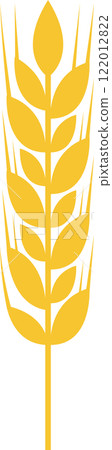 Minimalist vector illustration of a ripe wheat stalk isolated on white background, symbolizing agriculture, farming, healthy food, and grain production 122012822