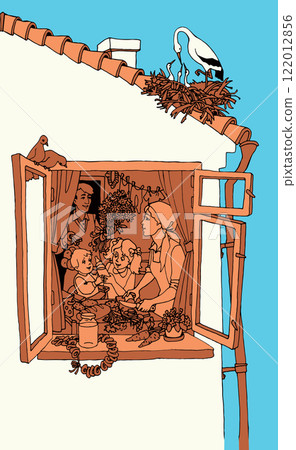 Vector drawing. Happy family at home Vector drawing. Happy family at home 122012856