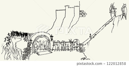 Two different ways. Vector drawing scene 122012858