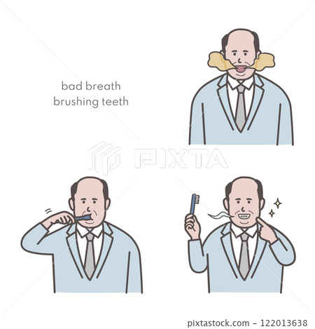 中年男子刷牙插畫集 122013638