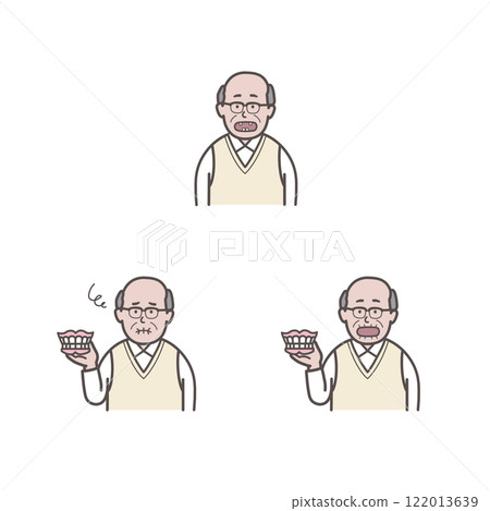 老年男子與假牙的插圖集 老年男子與假牙的插圖集 122013639