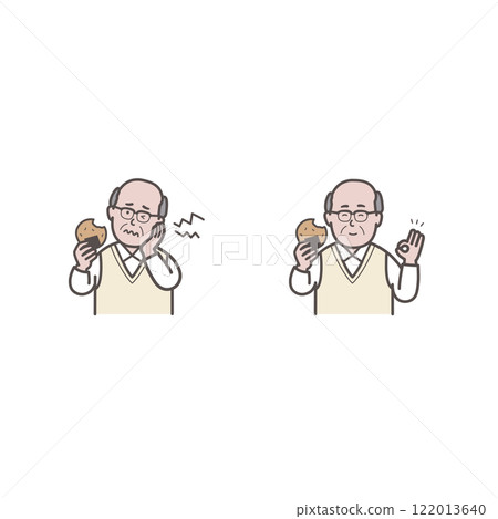 老年男子吃米果的插圖集 老年男子吃米果的插圖集 122013640