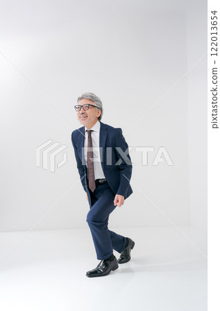 Portrait of a jumping senior man Portrait of a jumping senior man 122013654