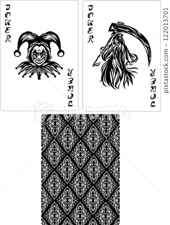 小丑/死神撲克牌 - 部落風格酷炫時尚卡牌套裝 122013701