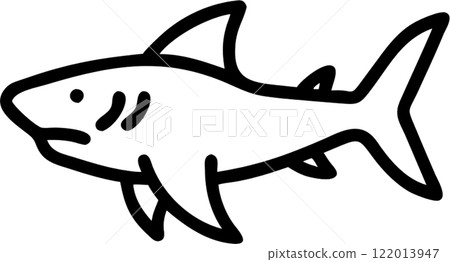 Shark in outline icon style, aquatic animals, animal theme. 122013947