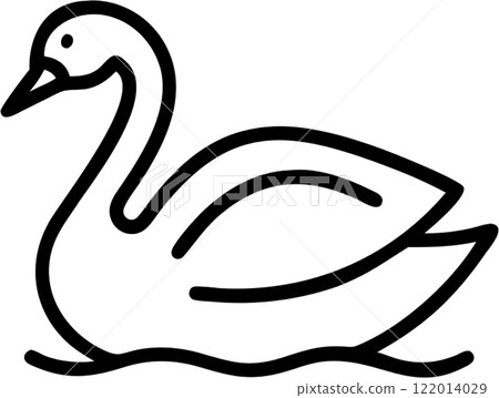 Swan in outline icon style, birds and poultry, animal theme. 122014029